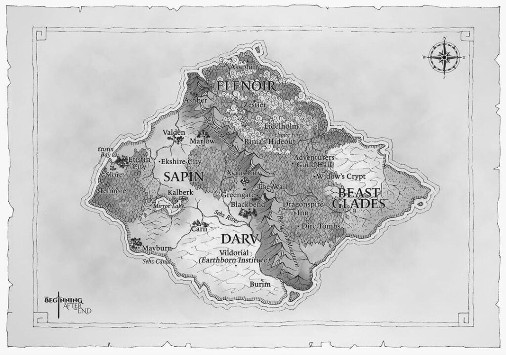 The World map of the The Beginning After the End manhwa