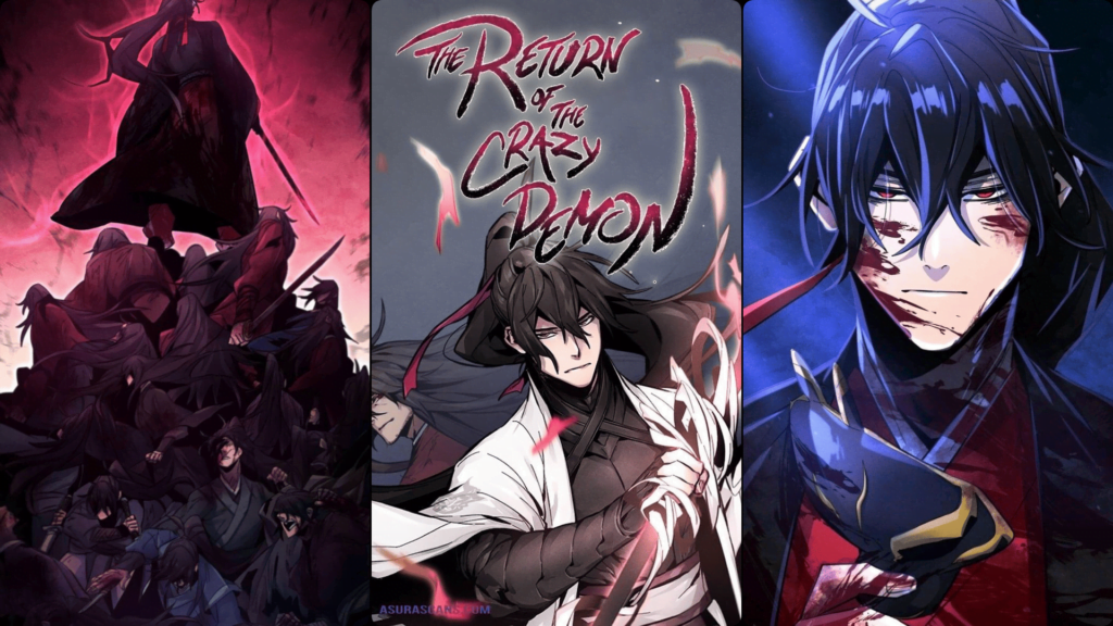 The Return of the Crazy Demon poster collage with Jaha lee a regression manhwa